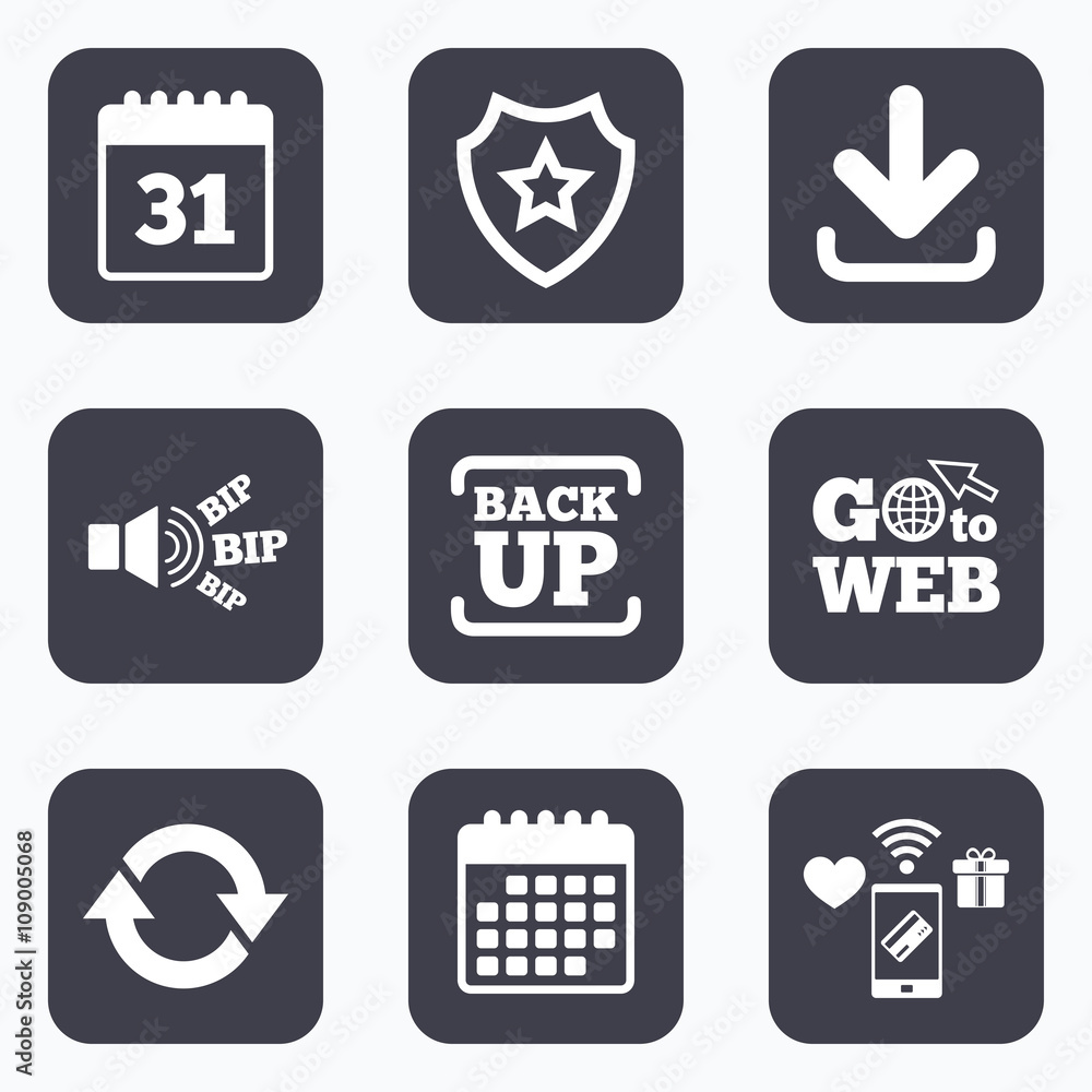 Download and Backup signs. Calendar, rotation Download and Backup signs. Calendar, rotation