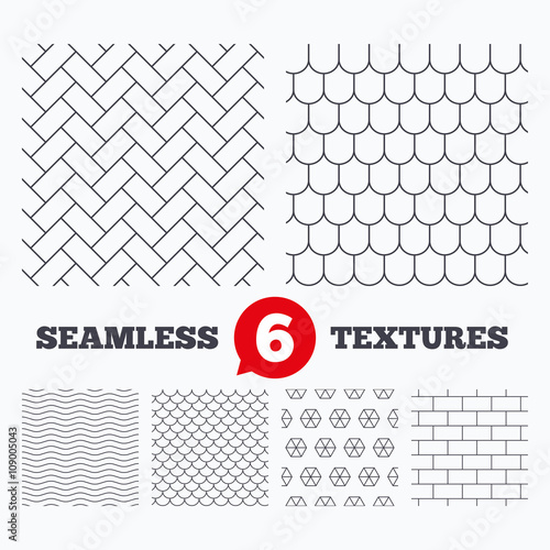 Bricks, tile roof and paving stone textures.