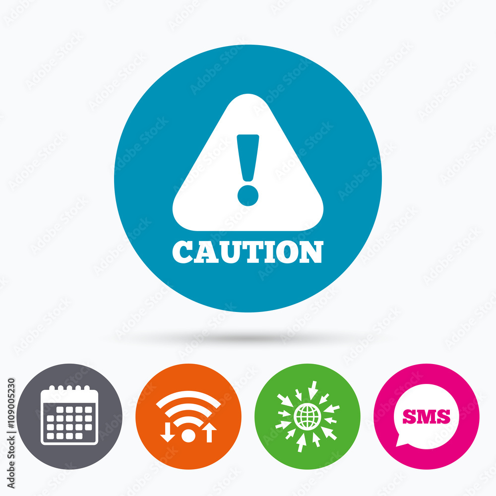 Attention caution sign icon. Exclamation mark. Attention caution sign icon. Exclamation mark.