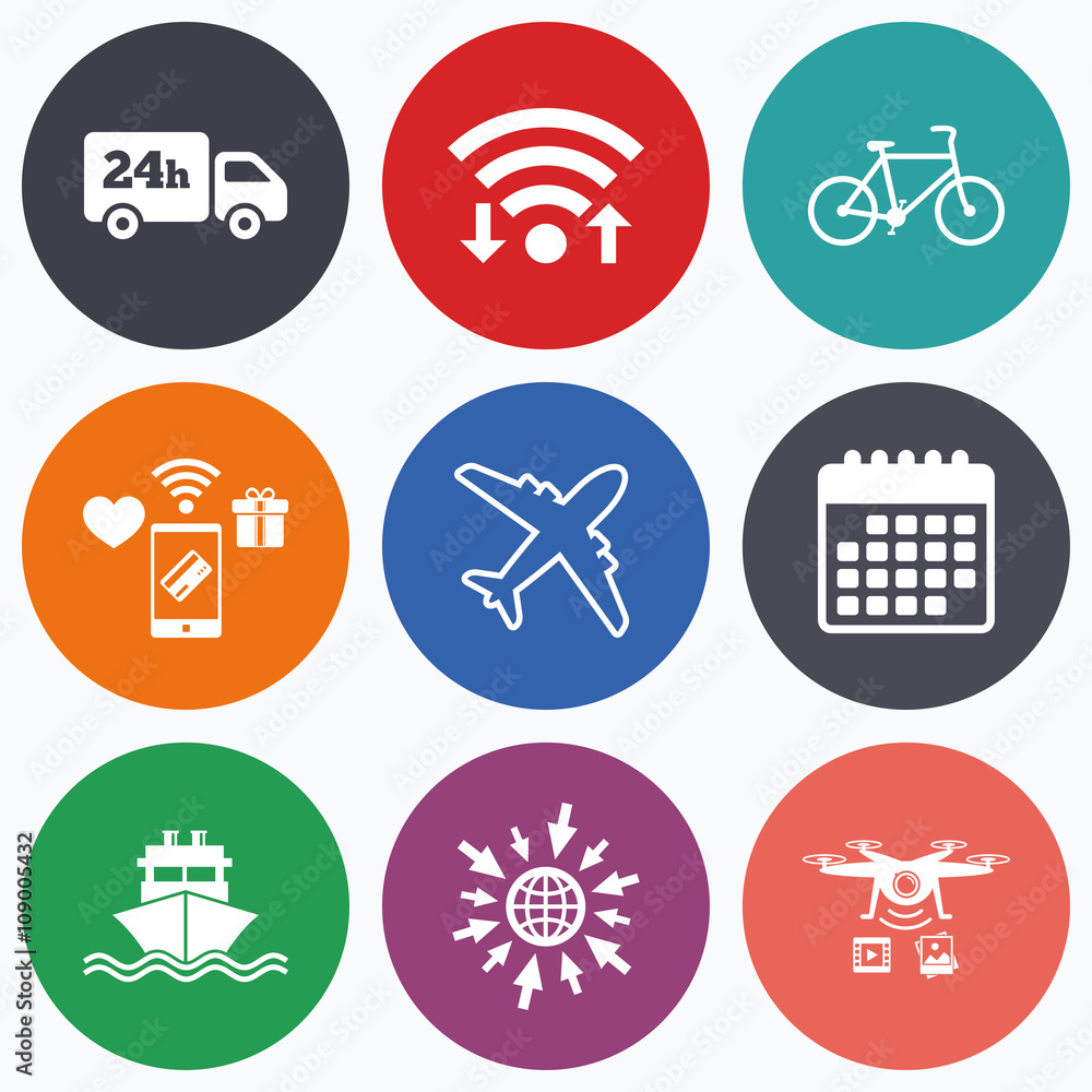 Cargo truck, shipping, bicycle. Delivery service Cargo truck, shipping, bicycle. Delivery service