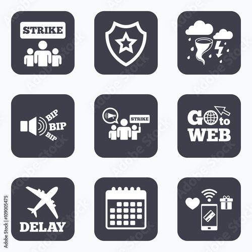 Strike icon. Storm weather and group of people.