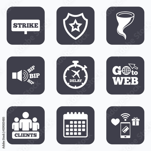 Strike icon. Storm weather and group of people.