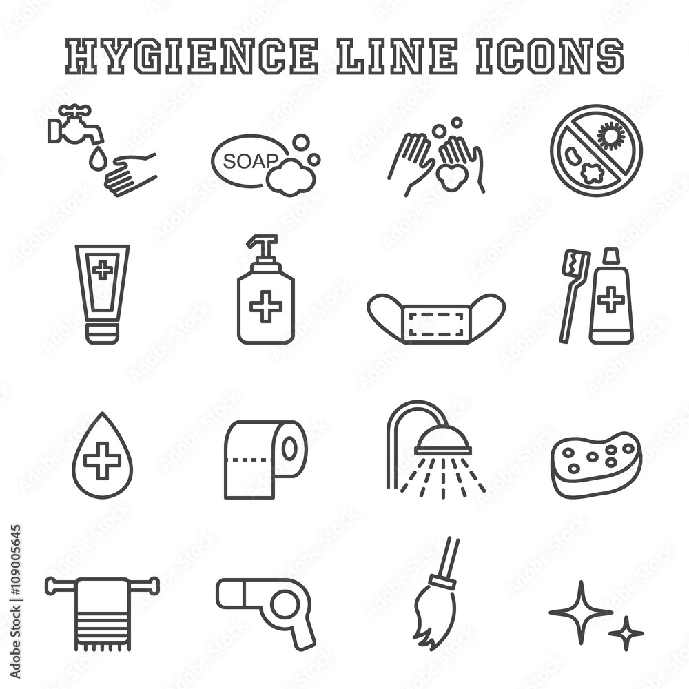 Fototapeta premium hygiene line icons