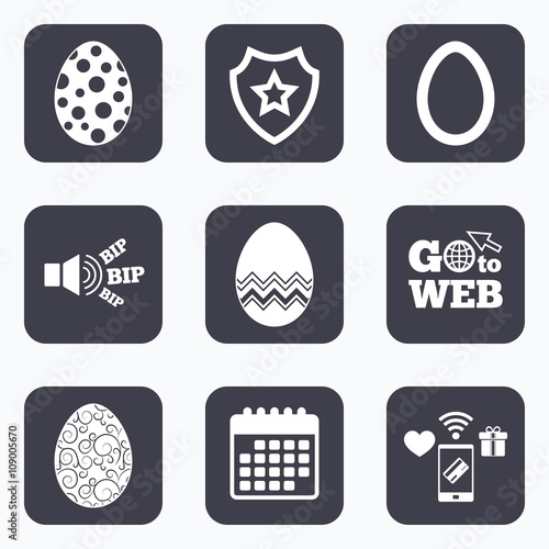 Easter eggs signs. Circles and floral patterns.