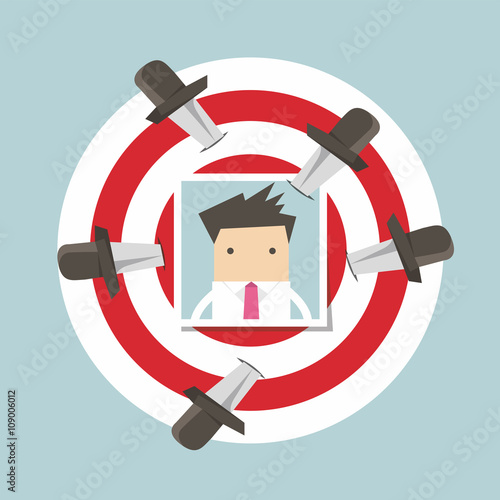 Businessman photo on target with knives vector