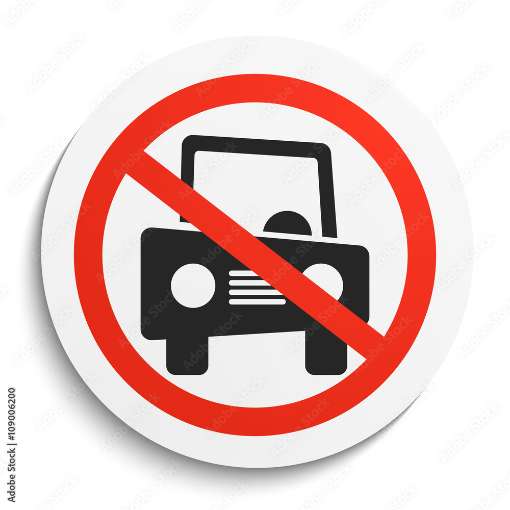 No Car Sign on White Round Plate No Car Sign on White Round Plate