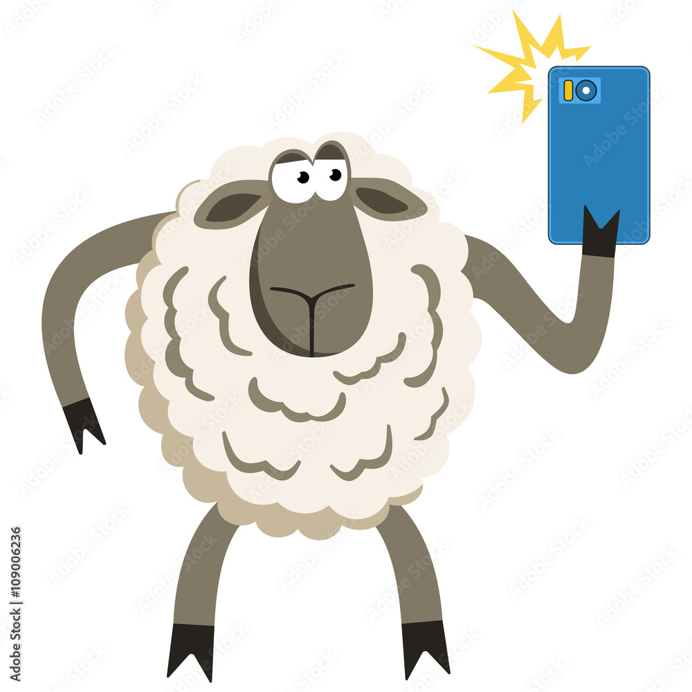 Naklejka premium Selfie goofy sheep vector illustration