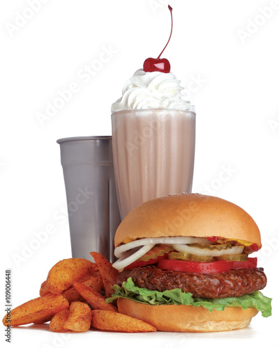 Burger with Fries and Milkshake Photos | Adobe Stock