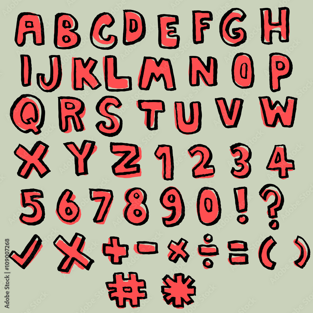 two tone doodle alphabet set,vector font two tone doodle alphabet set,vector font