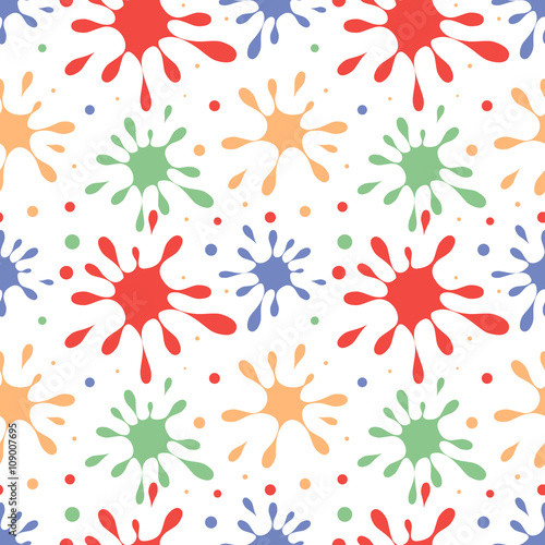 Seamless vector pattern with colorful blots on the white background.