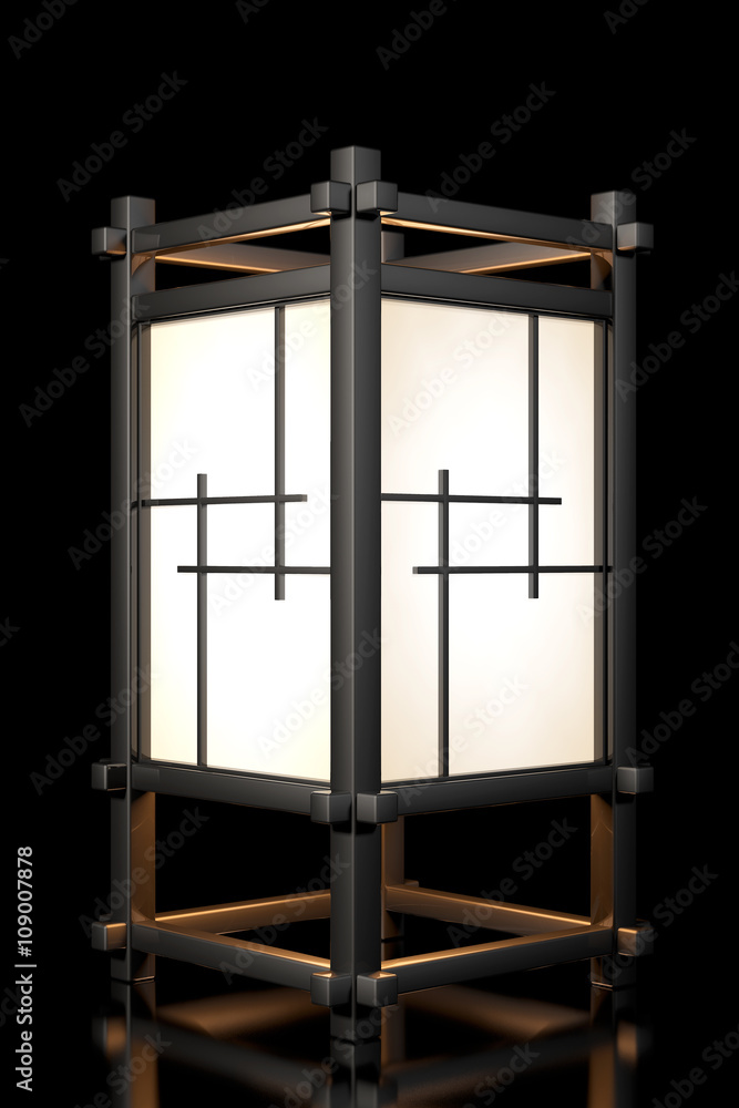 Asian Wooden Night Lamp. 3d Rendering Asian Wooden Night Lamp. 3d Rendering