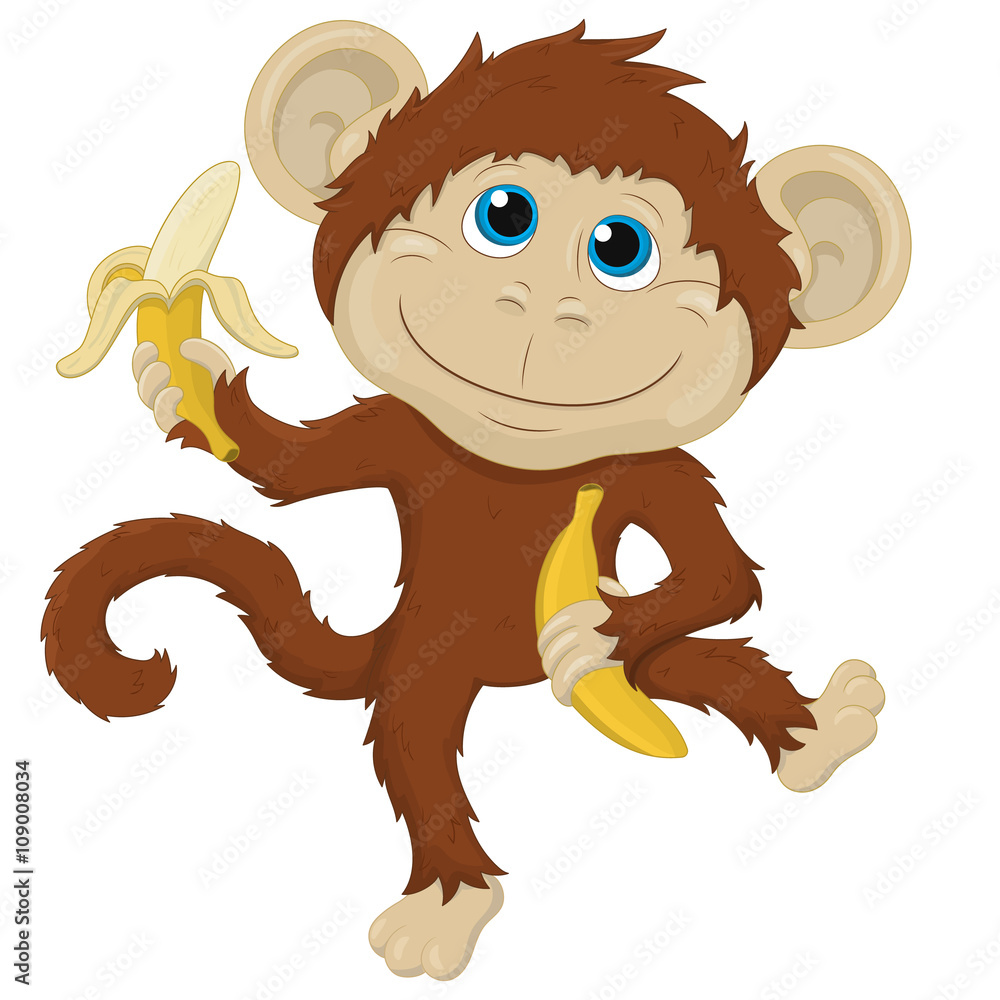 Fototapeta premium Funny monkey with banana.Vector isolated.