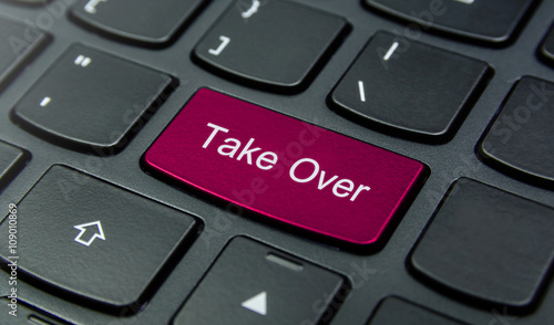 Fotografía Business Concept: Close-up the Take Over button on the keyboard and have Magenta