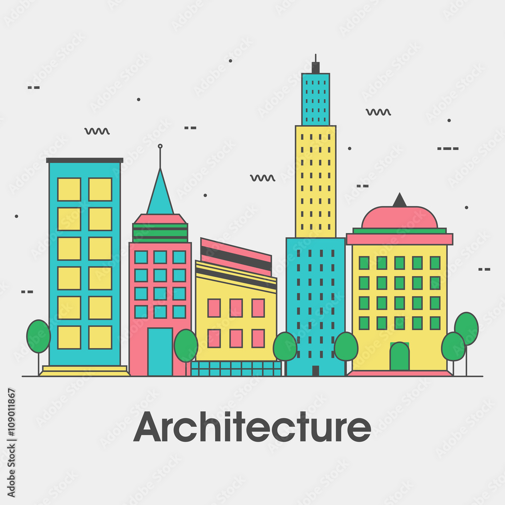 Flat style illustration for Architecture Business.