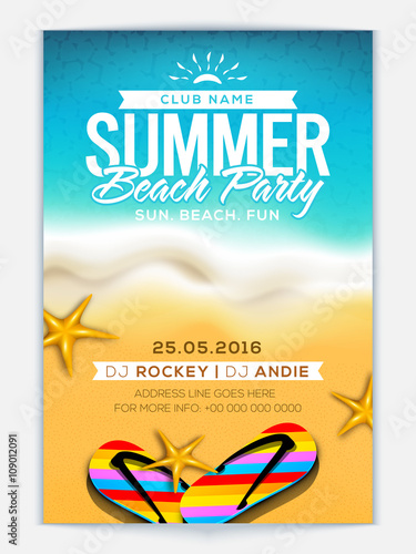 Summer Beach Party Template, Banner or Flyer.