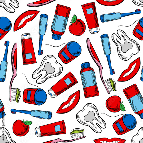 Oral hygiene and dental care seamless pattern