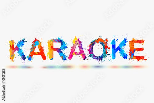 Karaoke. Watercolor splash paint word
