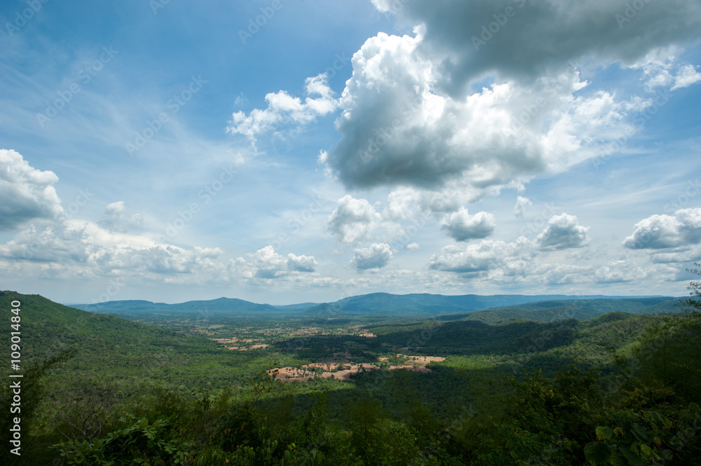 Landscape with mountains covered forests,Thailand