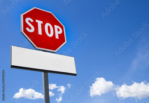 Stop sign with cartel blank