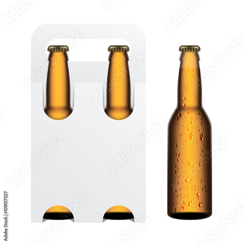 Vector Beer Bottle and White Packaging Mockup