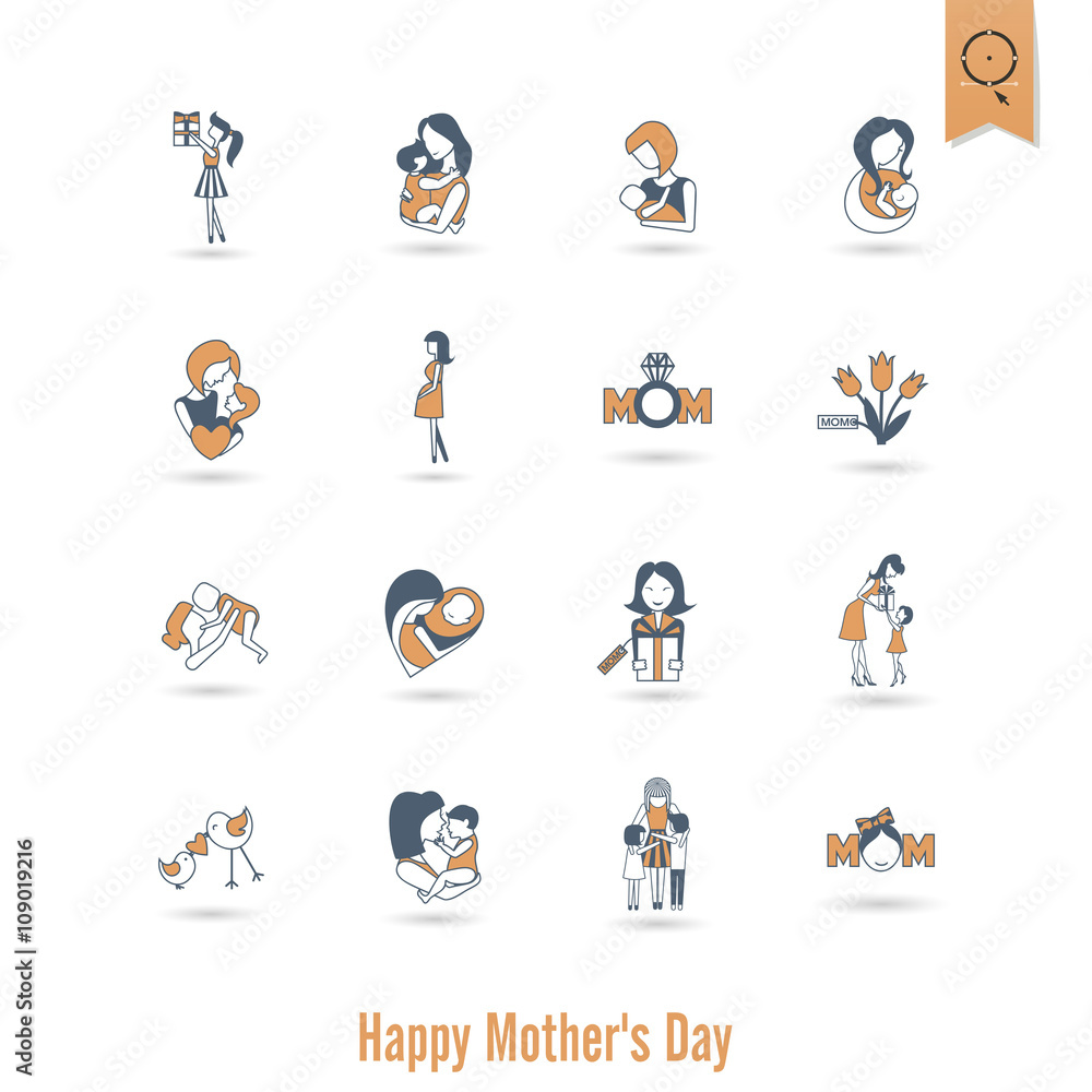 Fototapeta premium Happy Mothers Day Icons
