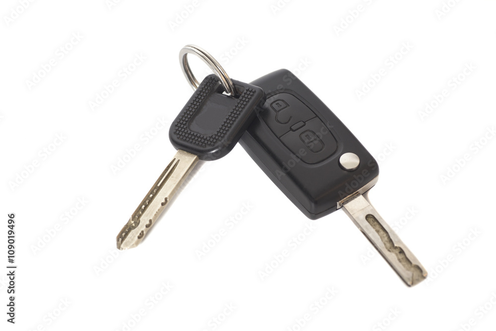 Remote control car keys isolated on white background Remote control car keys isolated on white background