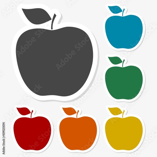 Multicolored paper stickers - Apple icon