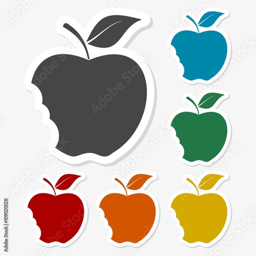 Multicolored paper stickers - Apple icon