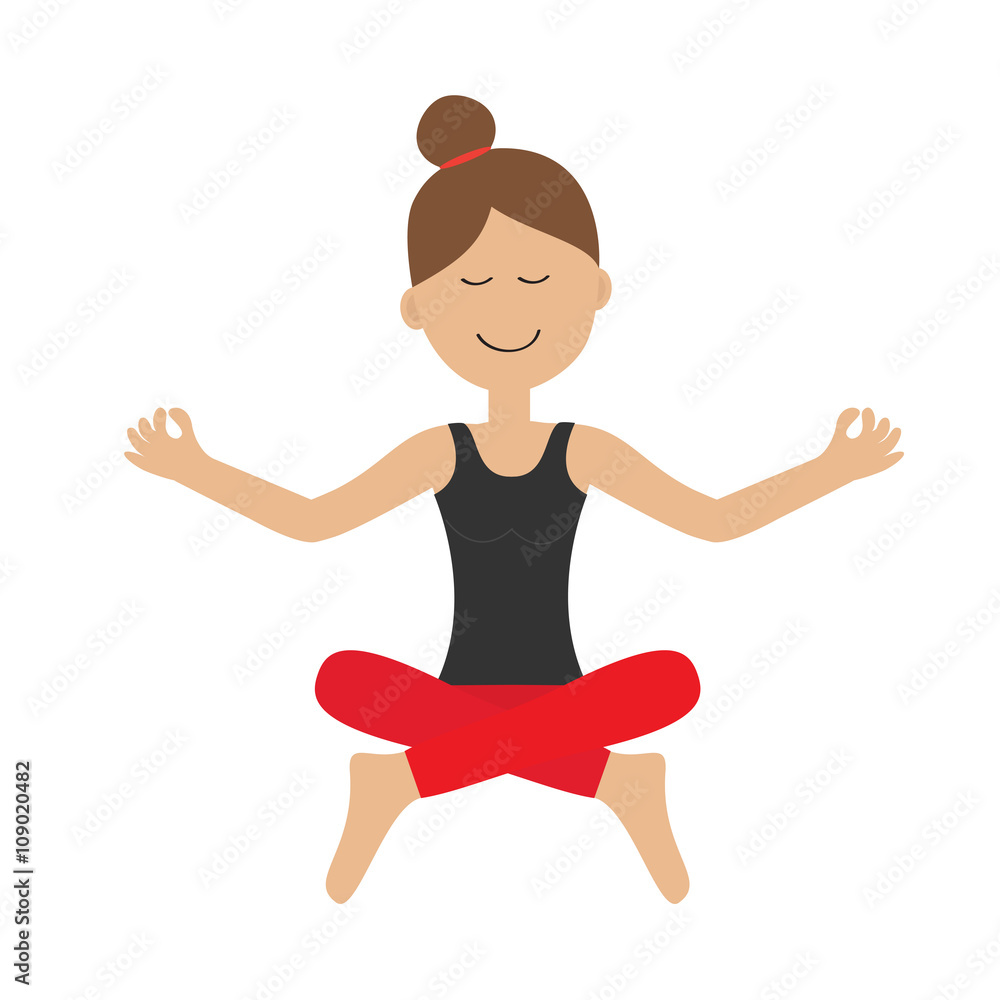 Young Girl in Different Yoga Pose. Stock Vector - Illustration of