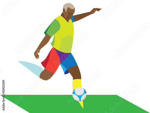 African-American striker hits the ball