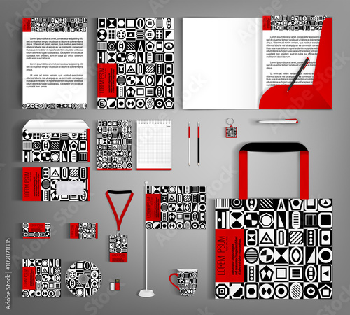 Corporate Identity. Set with  black and white geometric design.