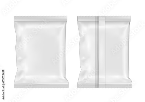 White blank foil food snack pack for chips, candy and other prod