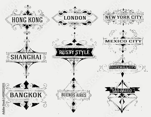 Rusty Set of 10 labels and banners