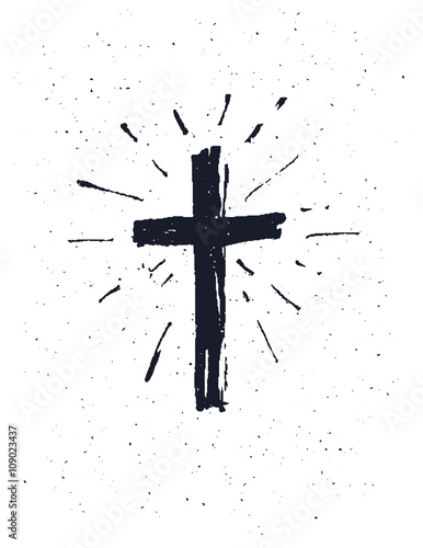 Hand drawn black grunge cross.