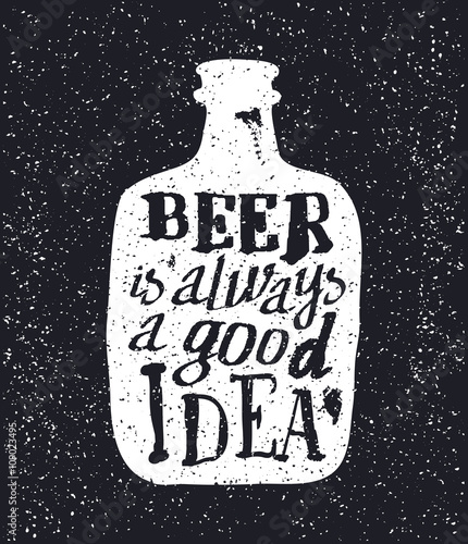 Beer bottle and handwritten lettering