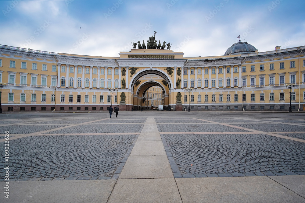 St. Petersburg, Russia - March, 13, 2016: Arch at a Palace Square in St. Petersburg, Russia.
