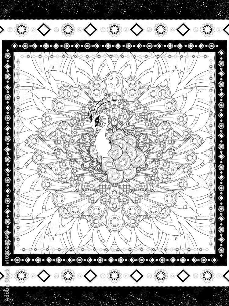 Obraz premium gorgeous peacock coloring page