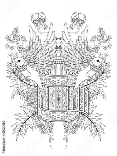 bird adult coloring page