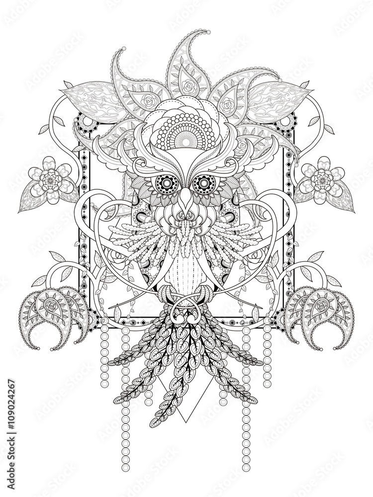 mysterious owl adult coloring