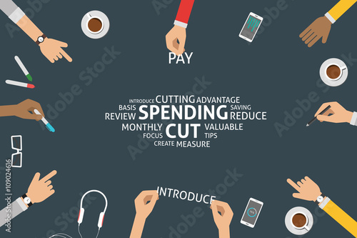 vector spending cut concept,template