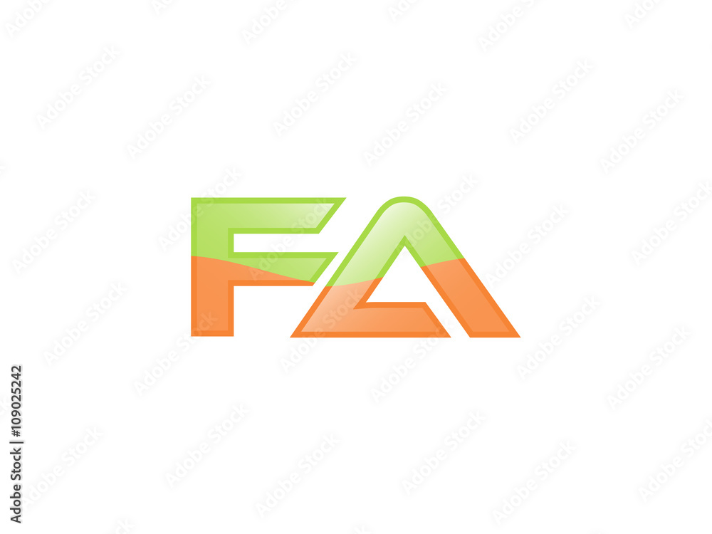 Green Orange shiny FA letters Green Orange shiny FA letters