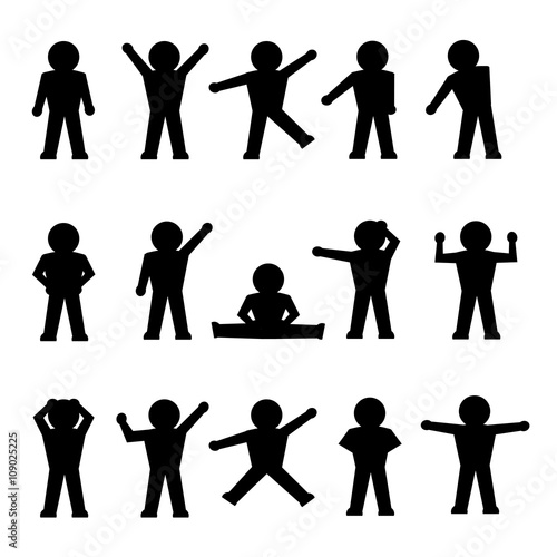 Simple silhouette of people in positions vector set.