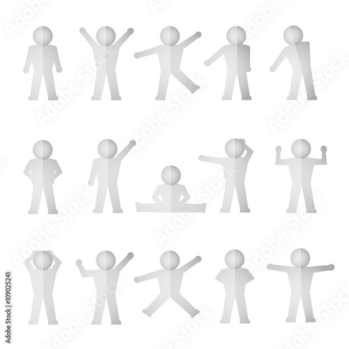 Simple silhouette of people in positions vector set.