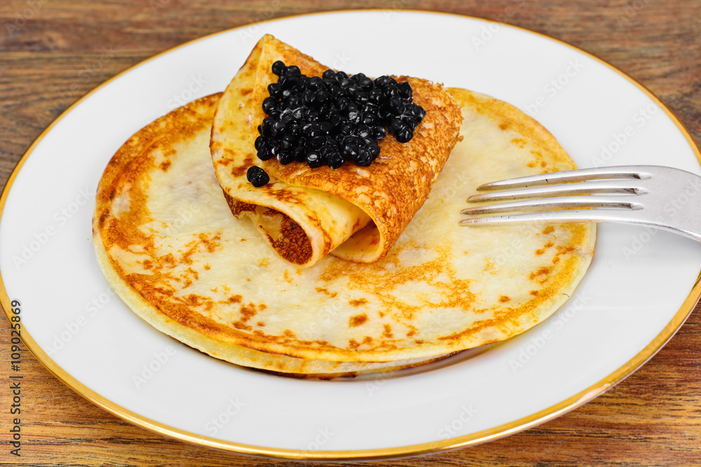 Pancakes with Black Caviar Pancakes with Black Caviar