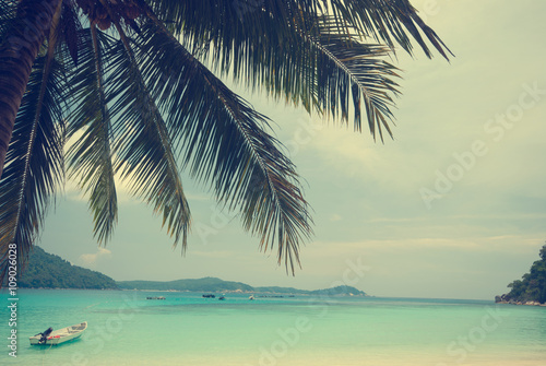 Retro beach and blue sky for summer background © wong yu liang
