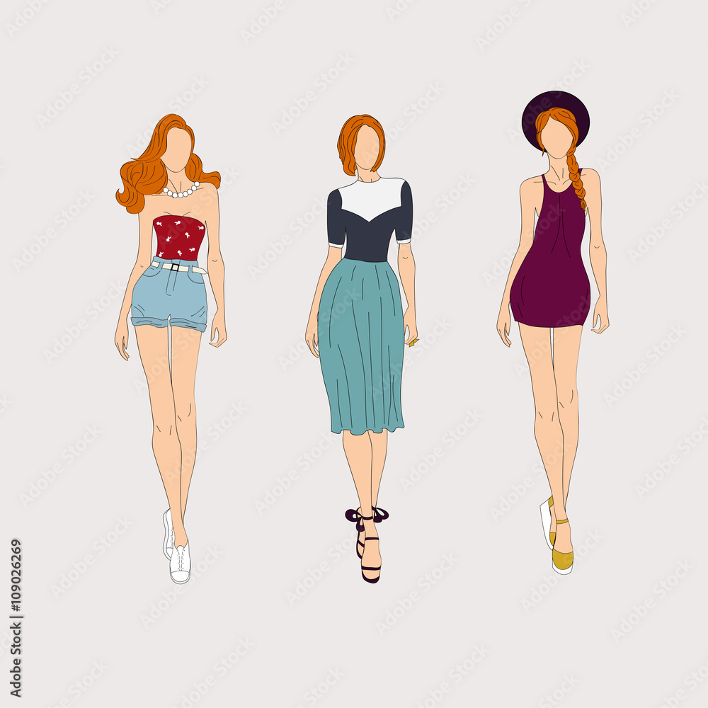 Hand drawn fashion models. Hand drawn fashion models.