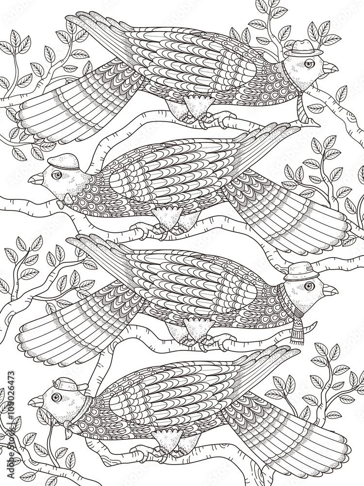 adult coloring page with doves