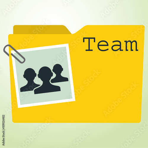 Icono plano carpeta con personas y texto Team