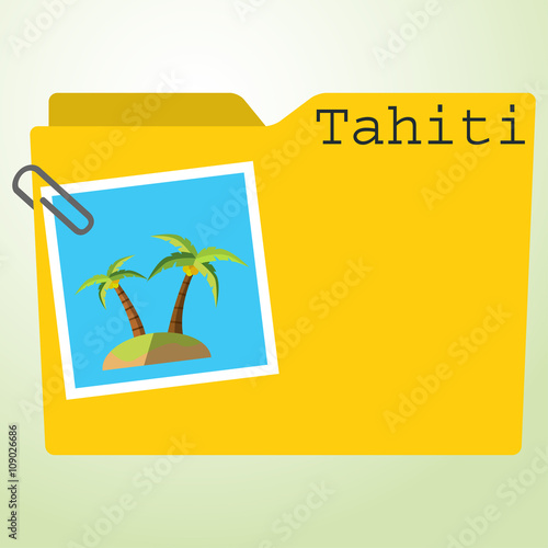 Icono plano carpeta con simbolo isla color y texto Tahiti