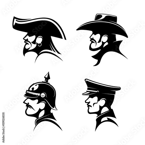 Pirate, cowboy, prussian general, german soldier